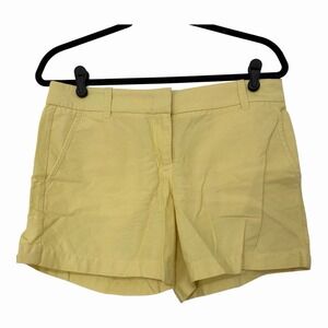 J.Crew Womens Chino Shorts Pale Yellow Size 6 Mid Rise 4.5" Inseam Cotton Twill